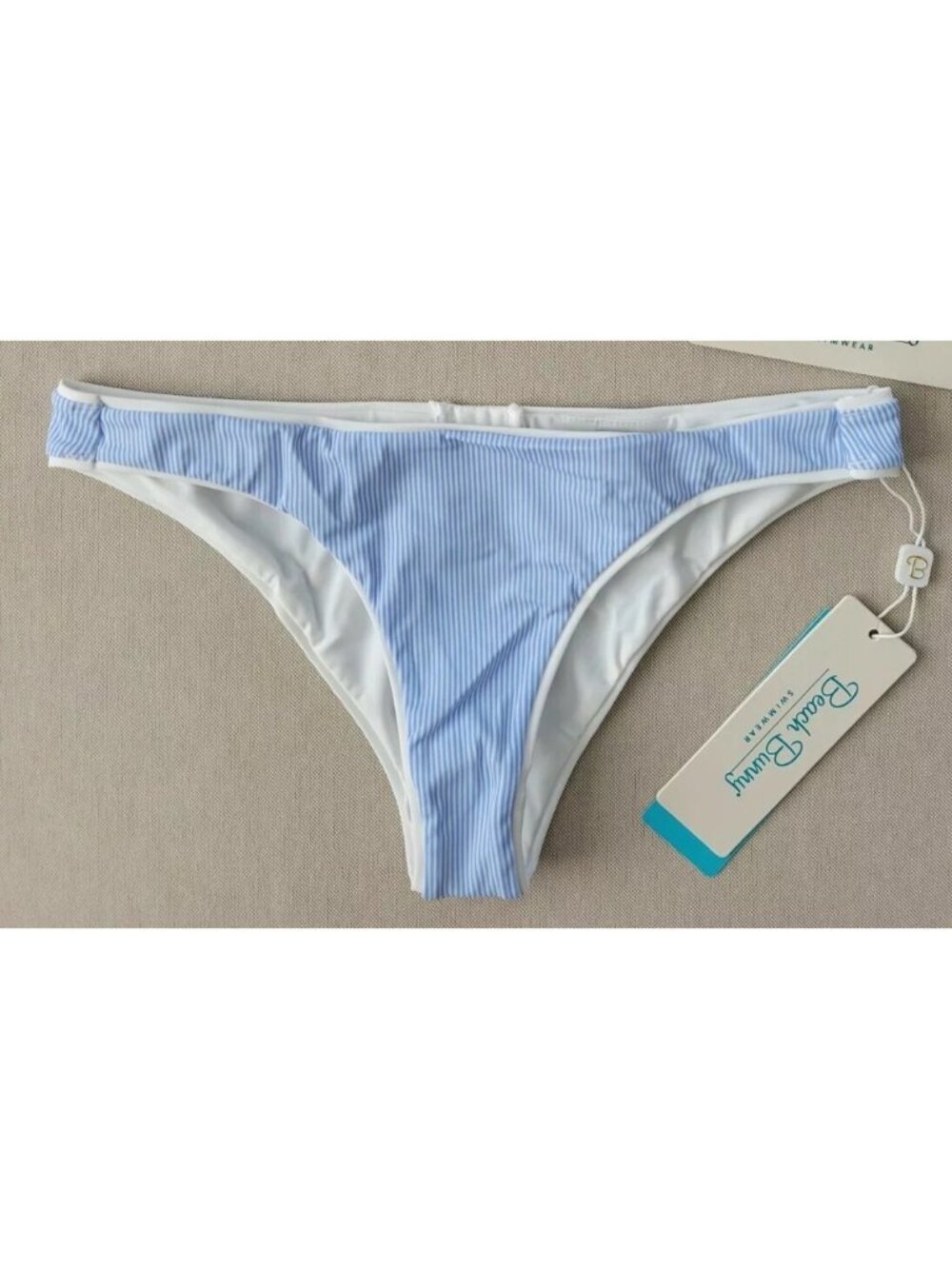 Beach Bunny Lola Size 2XL Blue White Stripe Skimpy Bikini Bottom Swim
